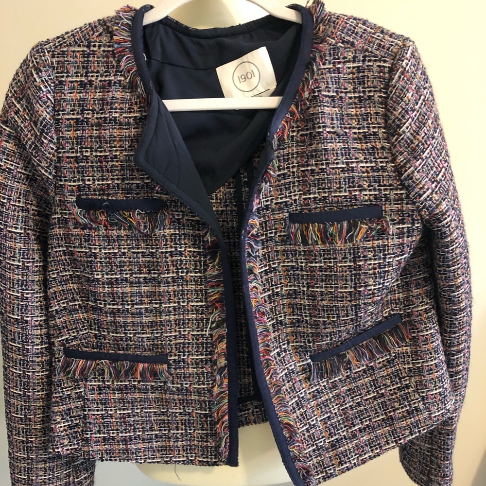 1901 Multi-Colored Navy Cropped Blazer - NWOT